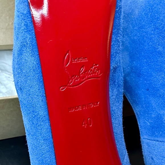 Christian Louboutin Womens Suede Daffodile Slip-On Heels Bleu Saphir Size 9.5 - Picture 3 of 9